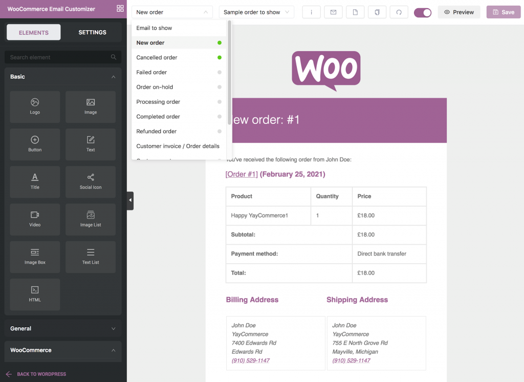 WooCommerce Customize Emails